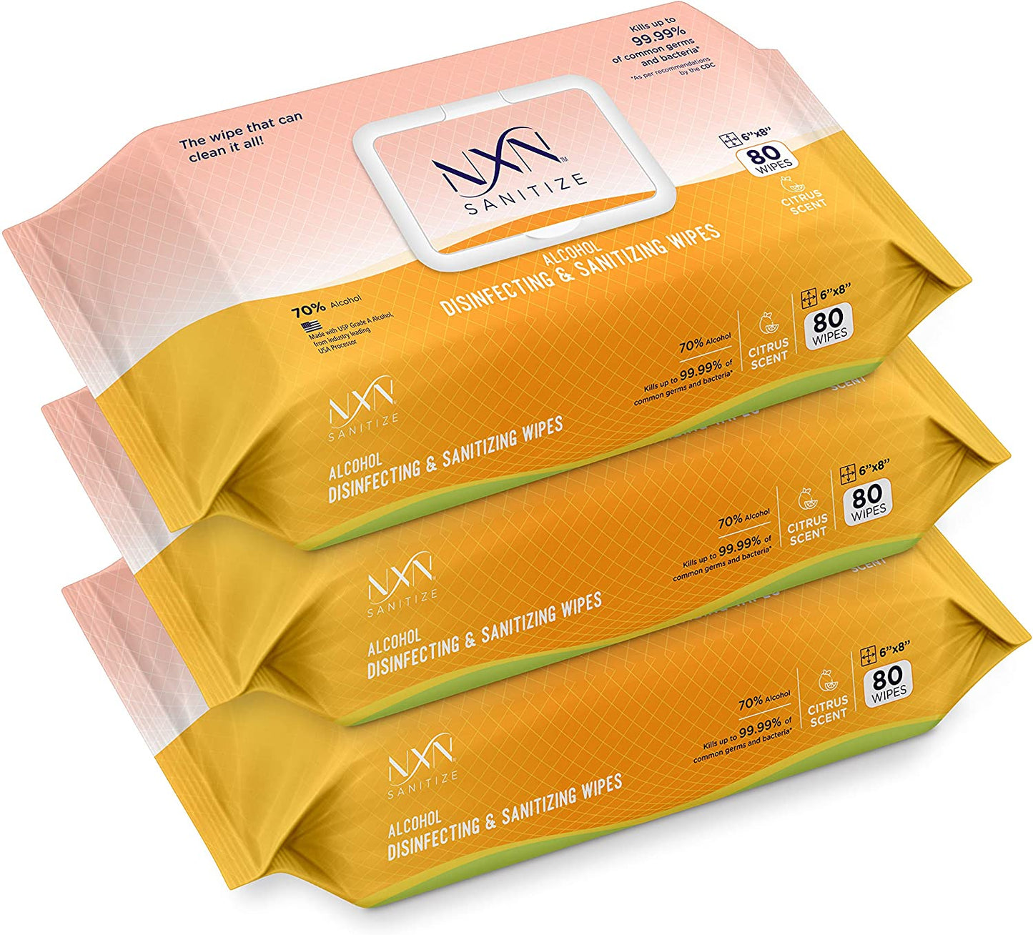 SANITIZING WIPES, CITRUS SCENT - 80 COUNT