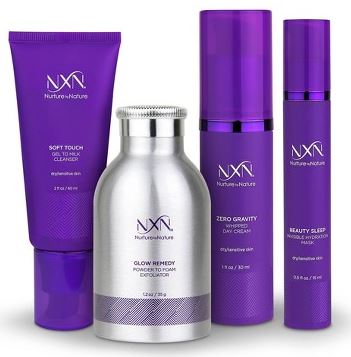 NxN Total Moisture 4-Step Anti-Aging Treatment & Dry Skin Facial System, Skin Care Kit with Moisturizer, Gentle Cleanser, Powder Exfoliator, Evening Face Mask - Hydrate Skin & Reduce Wrinkles